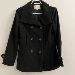 Black wool peacoat winter jacket - size small